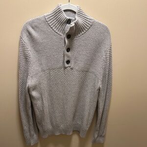 Men's Gray Button-Up Sweater